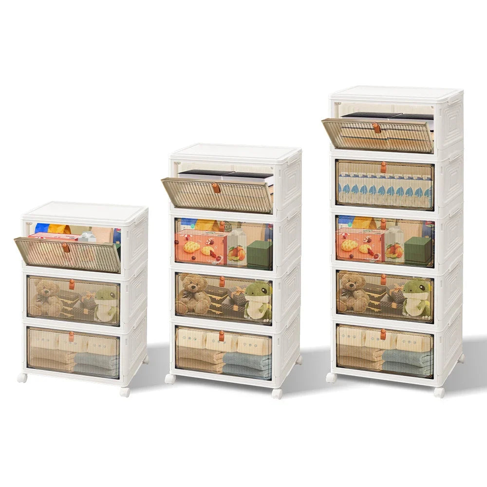 3/4/5 Tier Stackable Storage Boxes with Lids - Thickened Portable Units