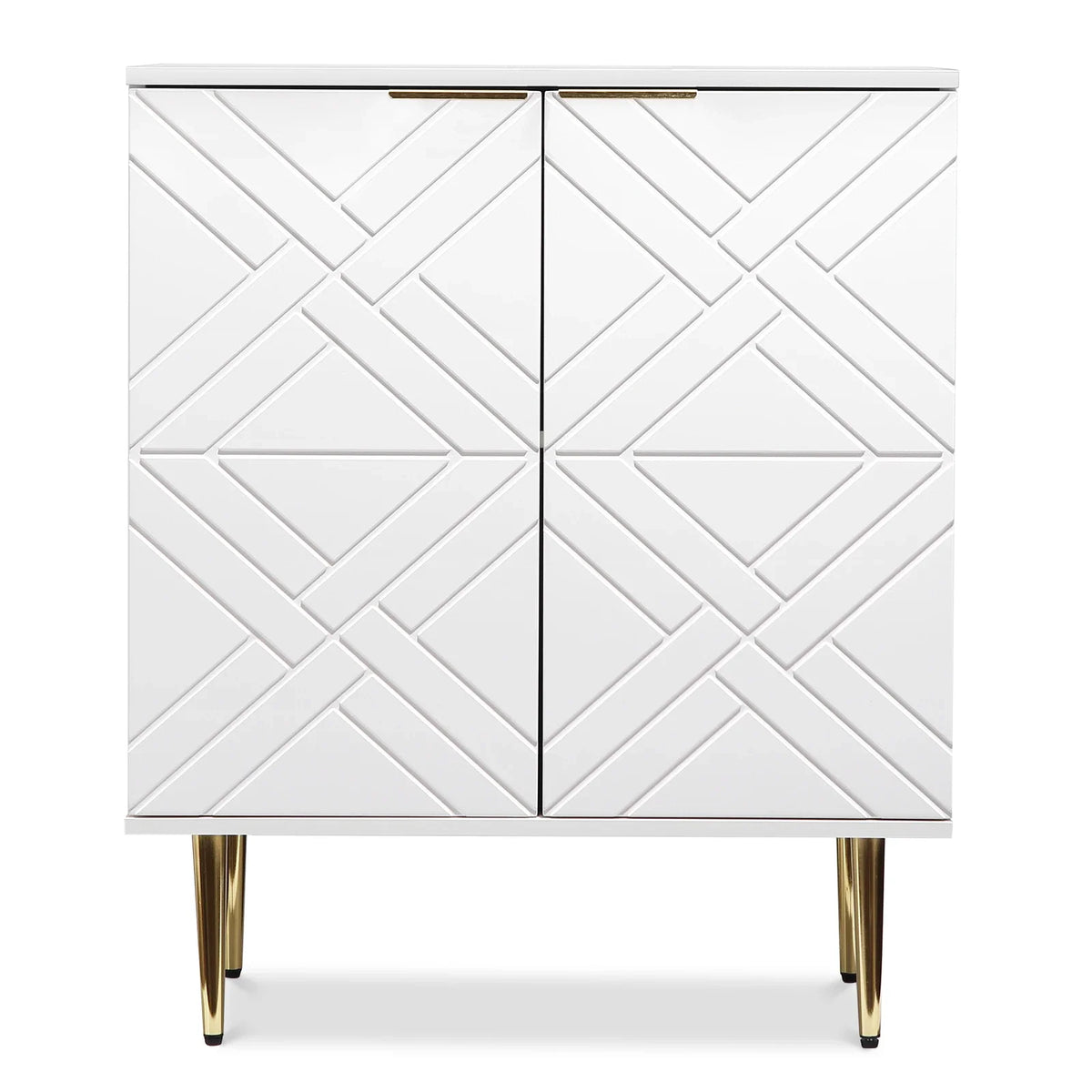 Storage Sideboard Cabinet Geometric Doors Gold Legs Modern Unit Bedside Side Table