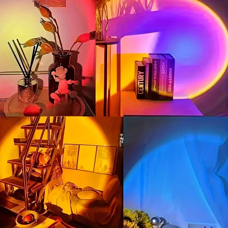 Remote Control Sunset Projection Lamp - Adjustable LED Ambient Night Light with Multiple Colour Settings