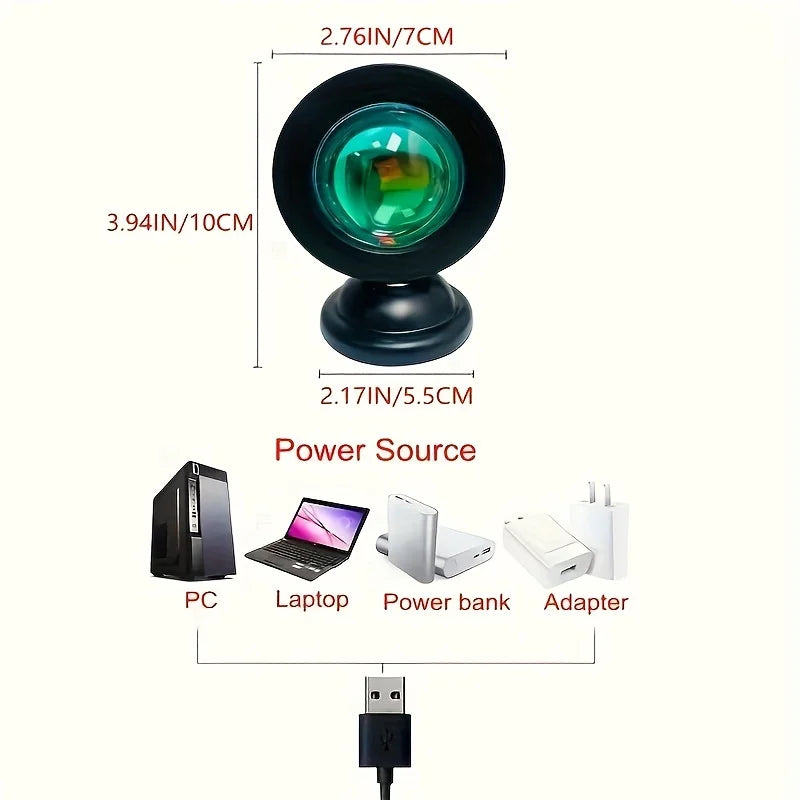 Remote Control Sunset Projection Lamp - Adjustable LED Ambient Night Light with Multiple Colour Settings