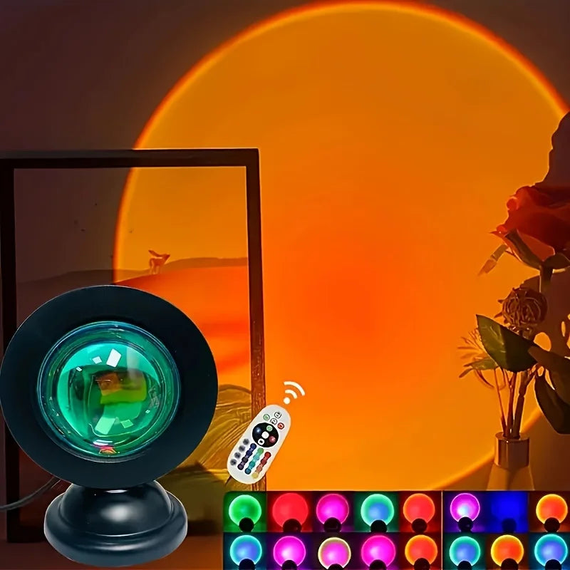 Remote Control Sunset Projection Lamp - Adjustable LED Ambient Night Light with Multiple Colour Settings