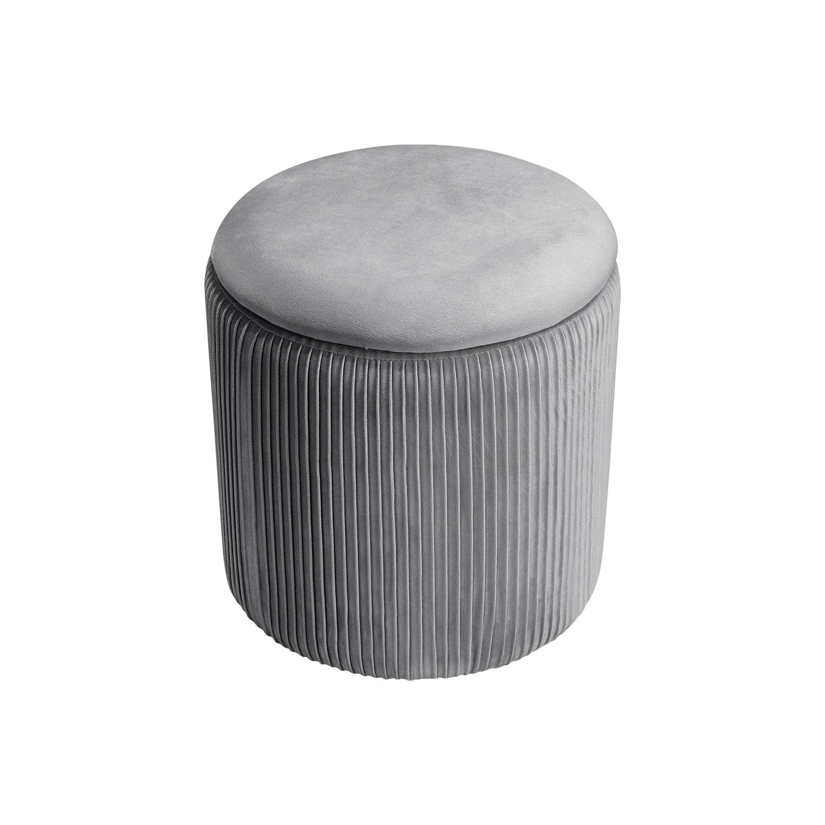 Velvet Storage Ottoman Footstool – Modern Grey Bedroom Stool Soft Chair Bench