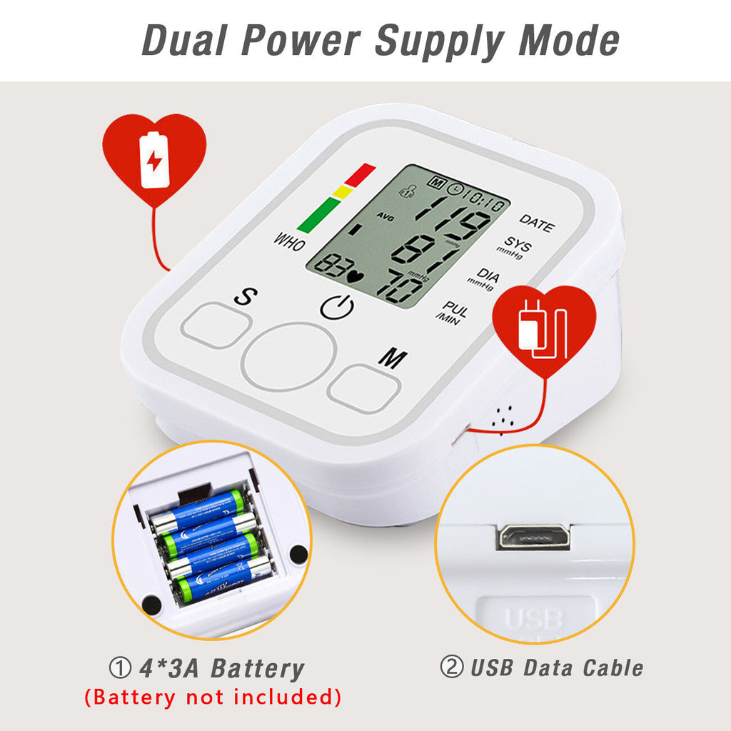 Blood Pressure Monitor Automatic Voice Talking BP Machine Pulse Meter LCD Display