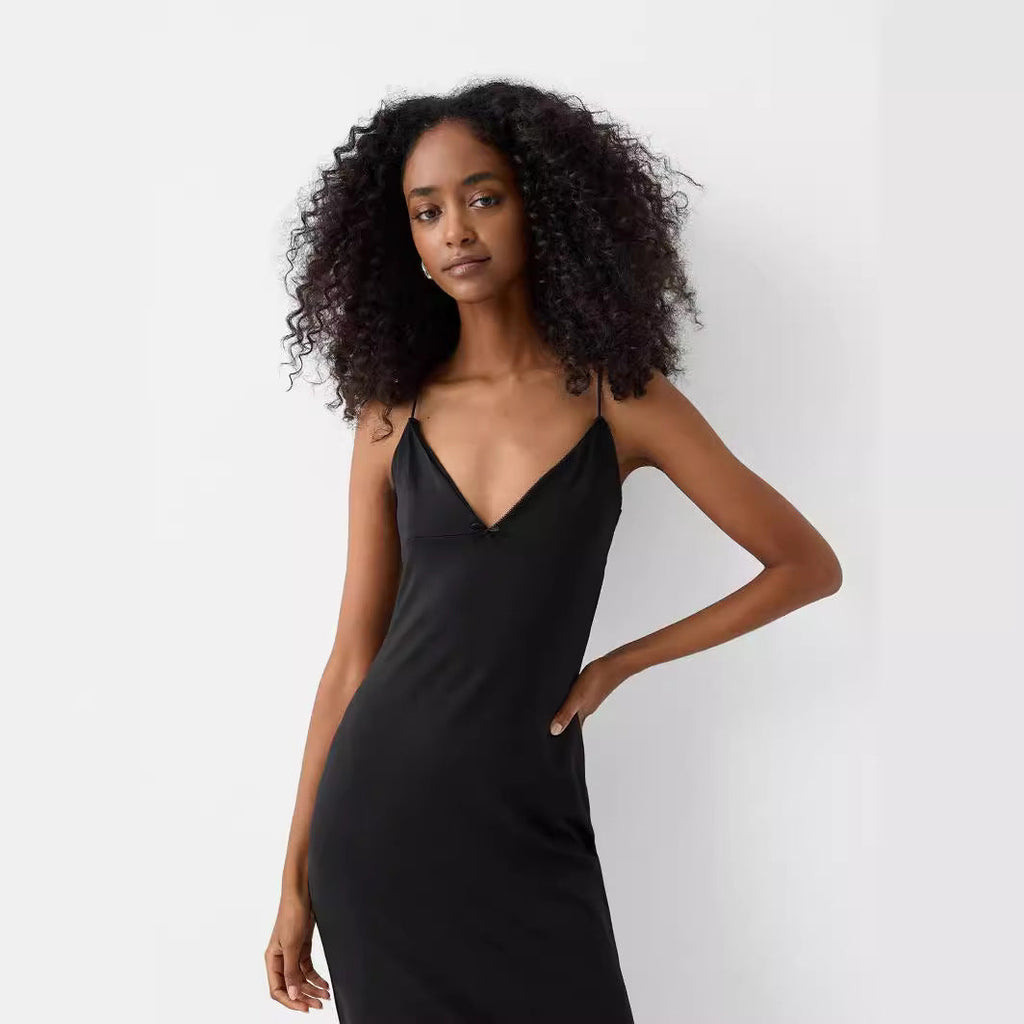 Sexy Trend V-neck Backless Slim Fit Sheath Suspender Skirt
