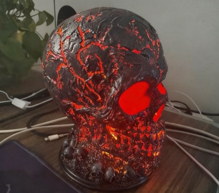 Halloween Lava Stone Skull Lamp Skull Desk Lamp With Spooky Led Light For Halloween Party Mantel Decoration Unique Room Accent