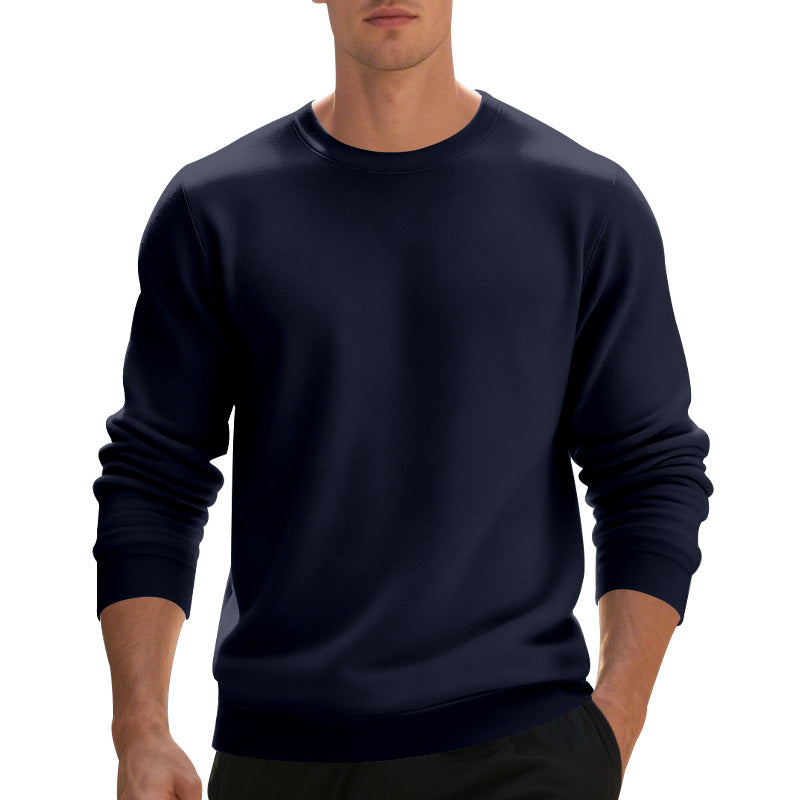 Fleece-lined Crew Neck Sweater Male Loose Casual Top