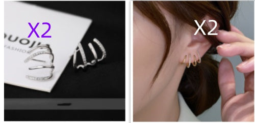 S925 Silver Needle Four-prong Zircon Inlaid Earrings