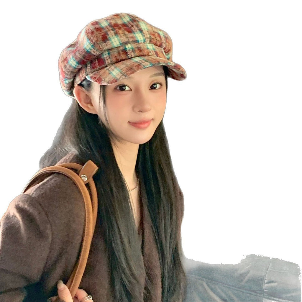 Retro British Peaked Cap All-match Face-looking Little Newsboy Hat