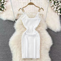 Metal Decorative Sling Woolen Skirt Slimming Hip Knitwear Dress