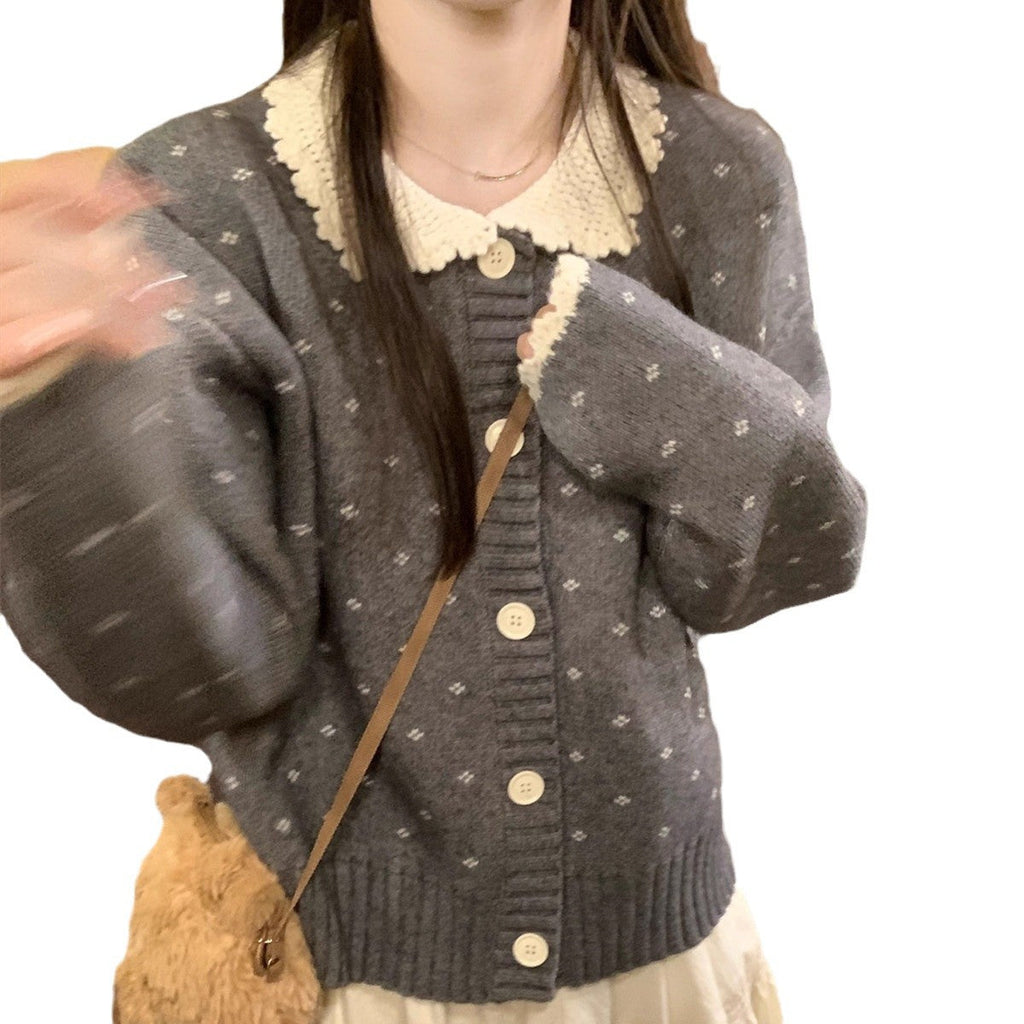 Retro Peter Pan Collar Niche Knitted Cardigan Coat