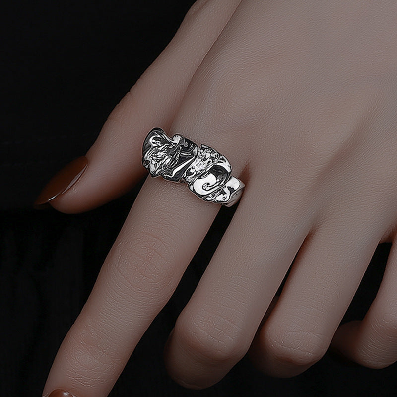 Metal Wind Exaggerated Folds  Ring Women's Fashion Irregular