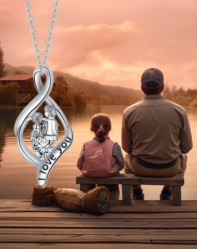 Father And Daughter Pendant Necklace Father's Day Gift