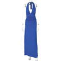 Solid Color Sleeveless V-neck Halter Backless Dress