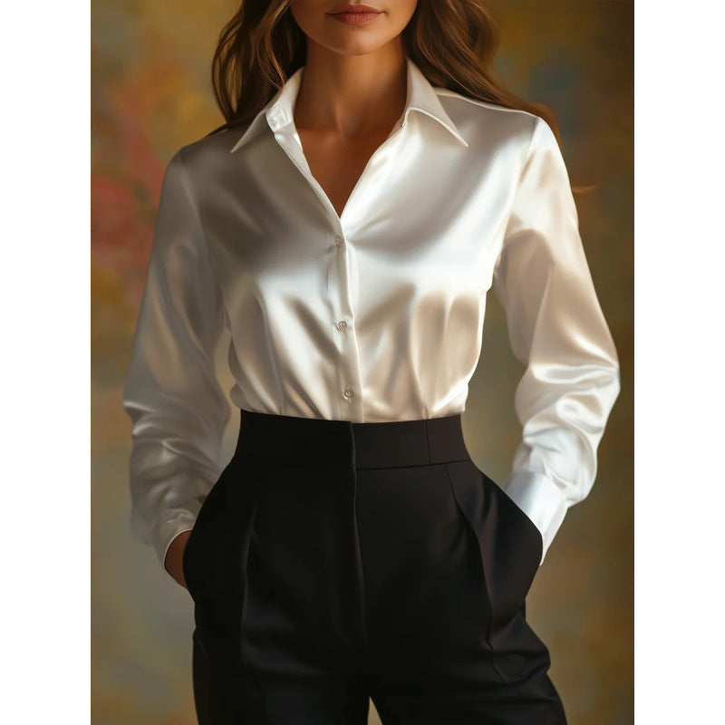Solid-color Casual Loose-fit Women's Shirt
