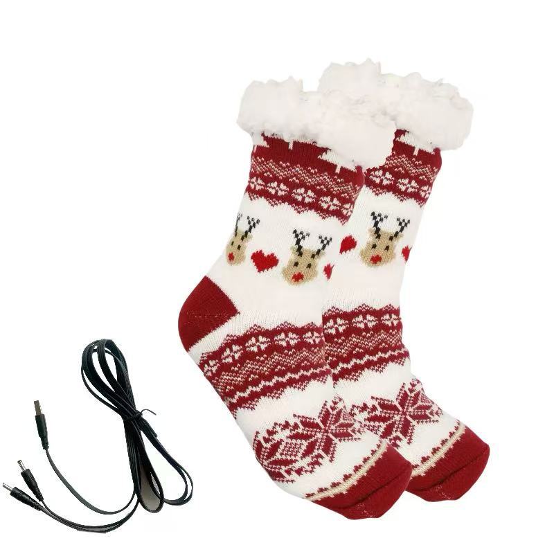 USB Electric Heating Warm Thickened Heating Room Socks