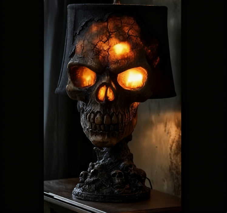 Halloween Lava Stone Skull Lamp Skull Desk Lamp With Spooky Led Light For Halloween Party Mantel Decoration Unique Room Accent