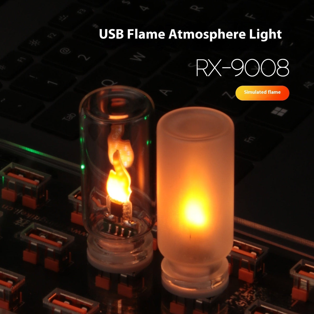 USB LED Flame Candle Light - Realistic Flickering Atmosphere Lamp