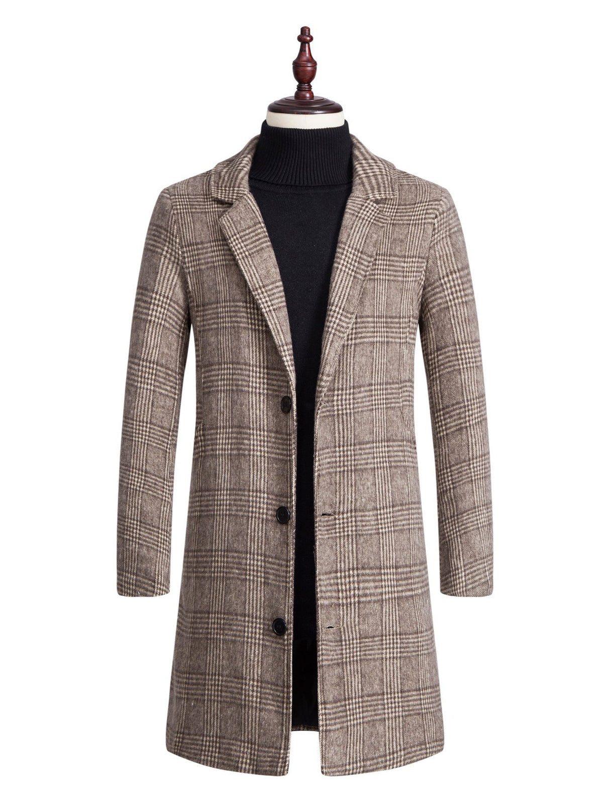 Men's Lapel Trench Coat Mid-length Woolen Coat