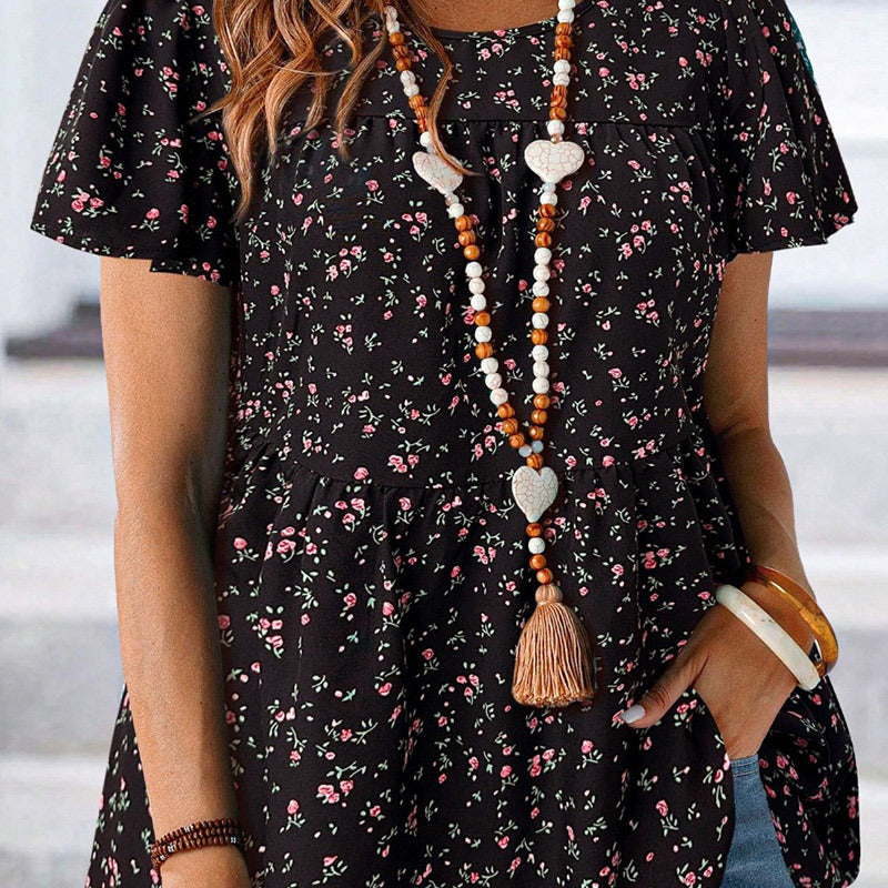 Women's Floral Sweet Short-sleeved Top
