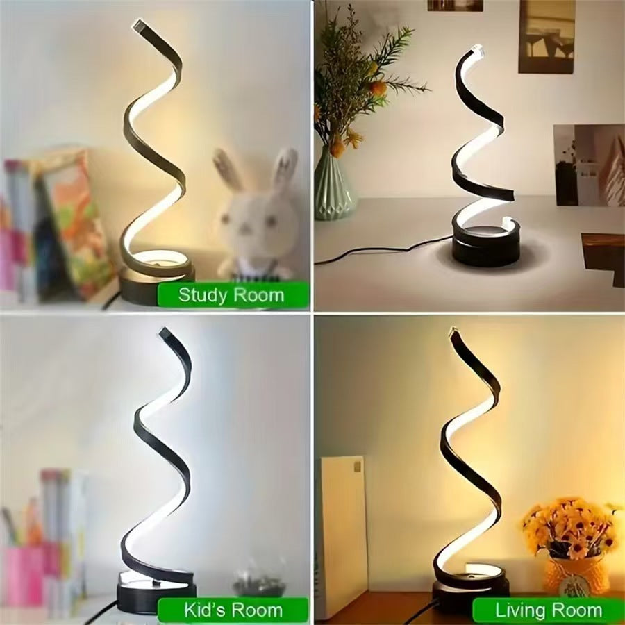 Modern USB Spiral LED Desk Lamp - Adjustable Flexible Lighting for Home Office & Study