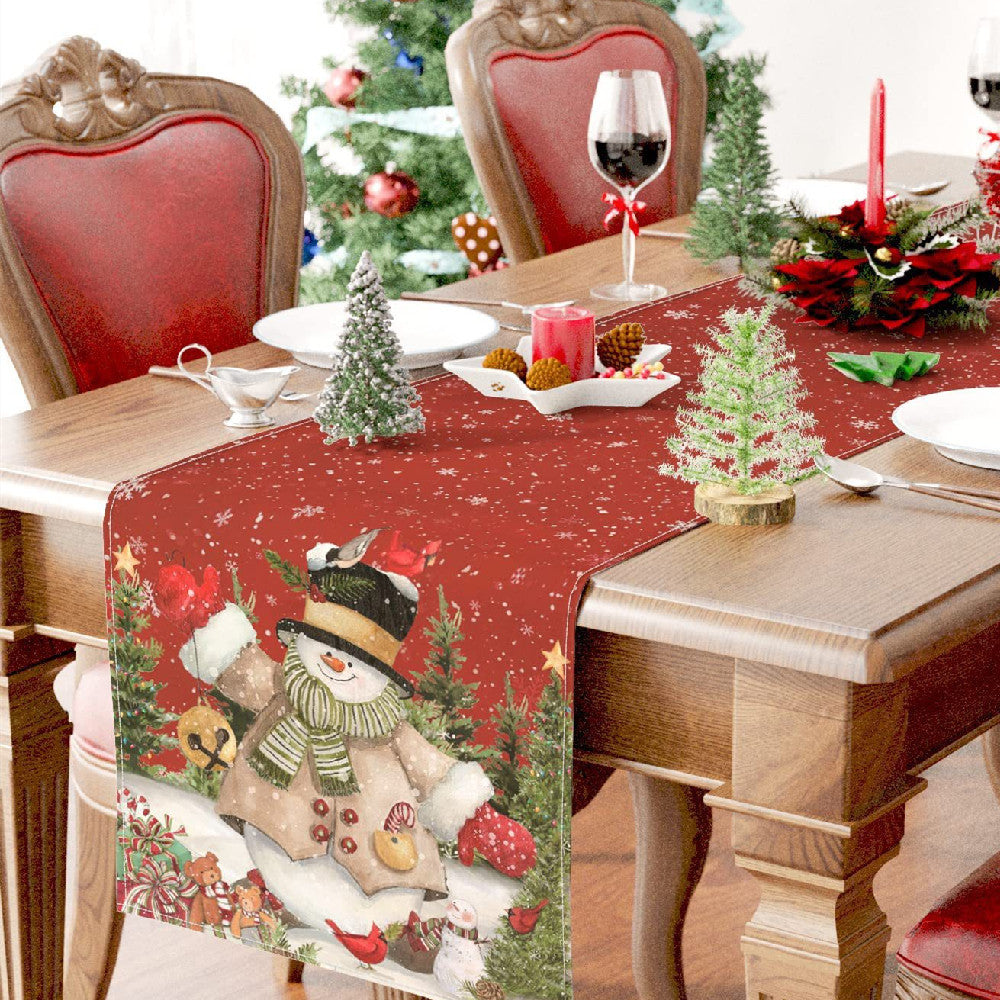 Christmas Table Flag Snowman Linen Mat
