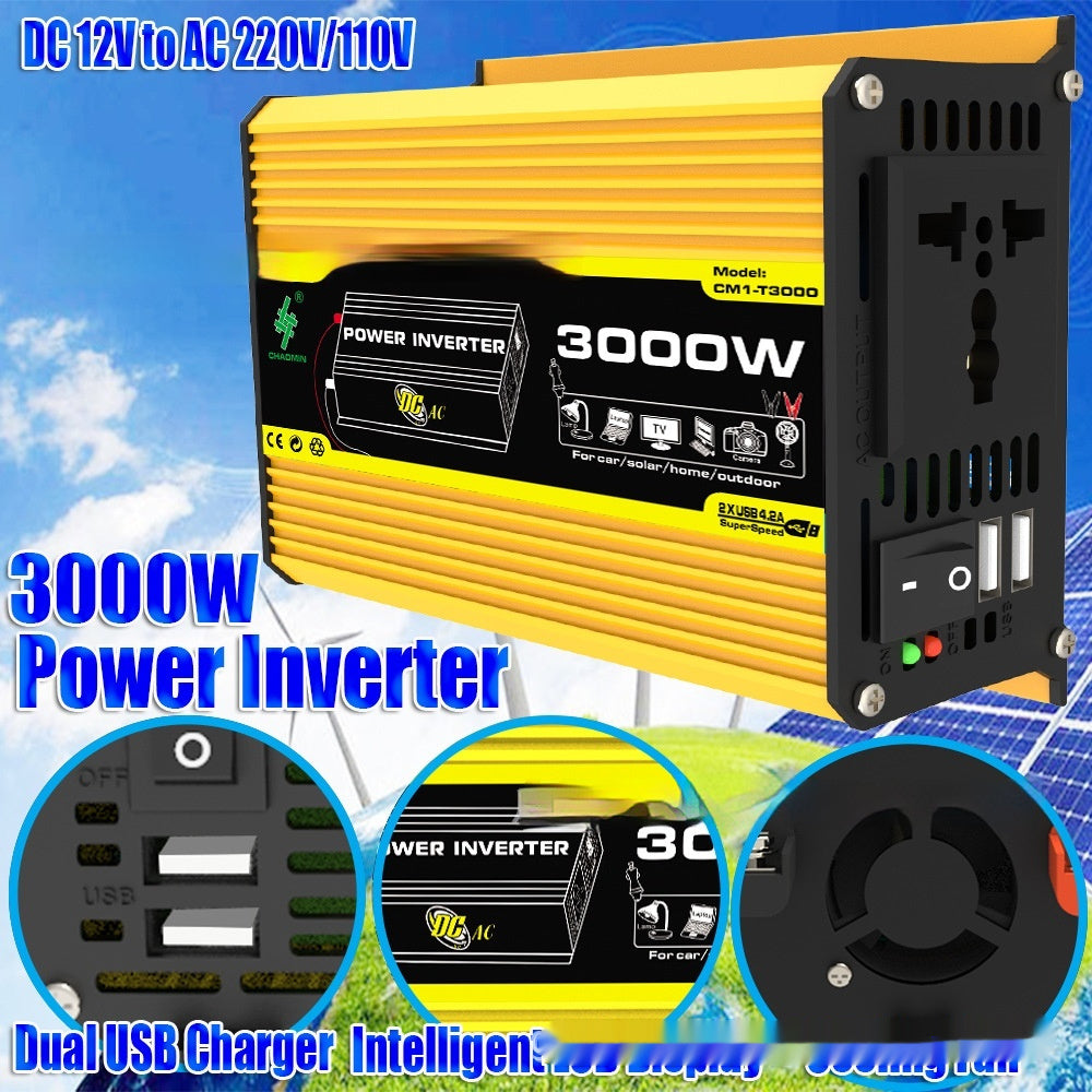 Inverter 12V To 220V110V3000W Vehicle Solar Power Conversion Inverter Off-grid High Frequency Correction