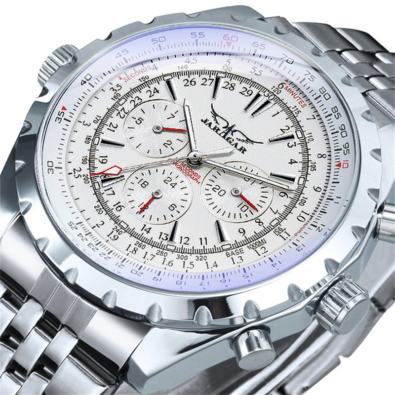 Casual Hollow Multi-function Large Dial Mechanical Watch