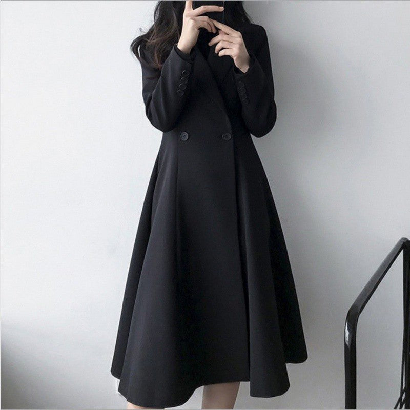 Autumn New Plus Size Women's Long Suit Trench Coat