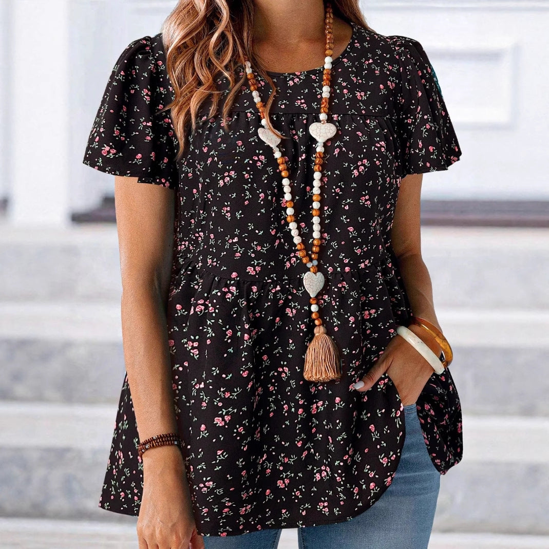 Women's Floral Sweet Short-sleeved Top