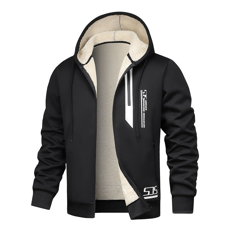 Cashmere Hoodie Men's Fleece-lined Thickened Hooded Jacket