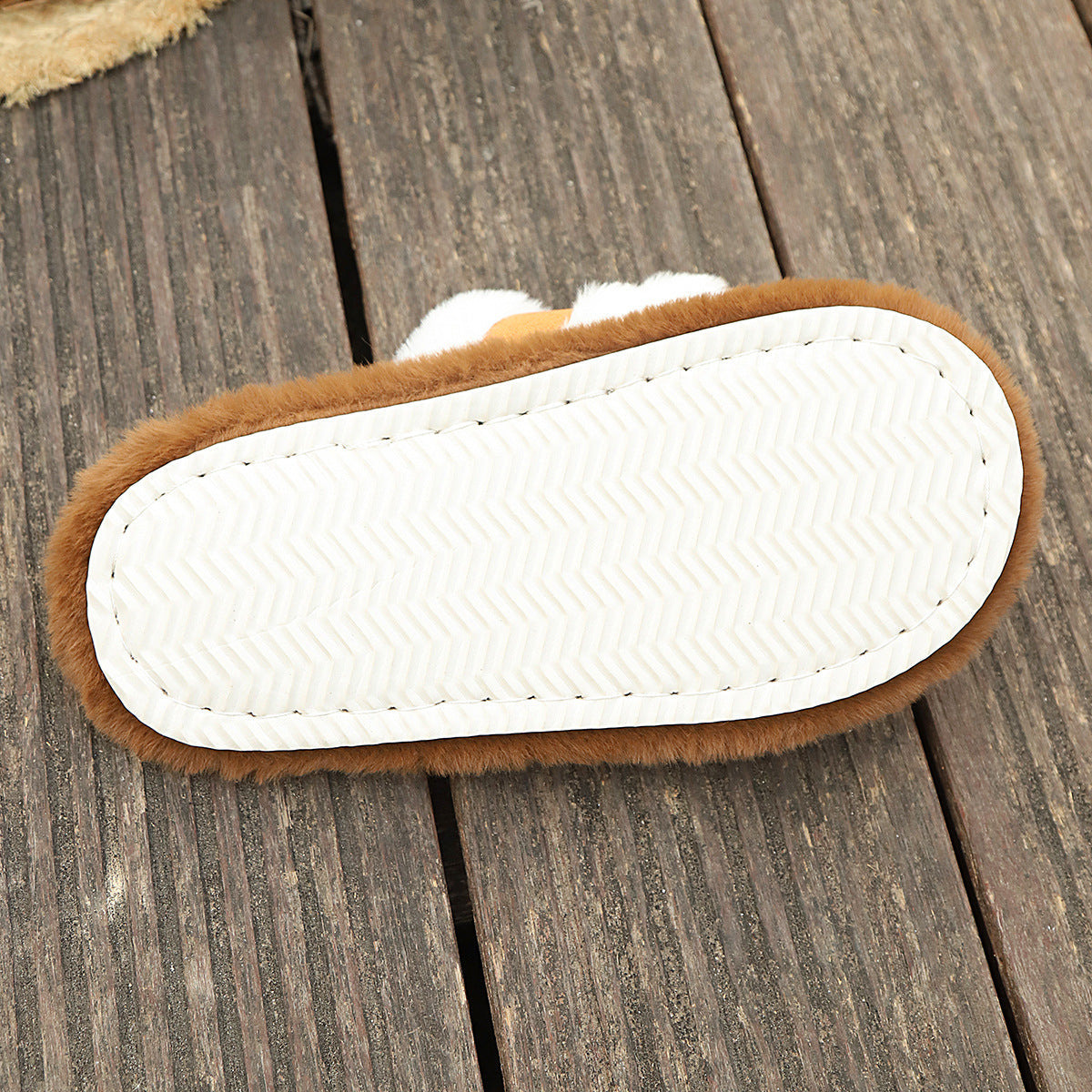 Fluffy Slippers Cross Strap Stitching Warm Casual Platform Slippers