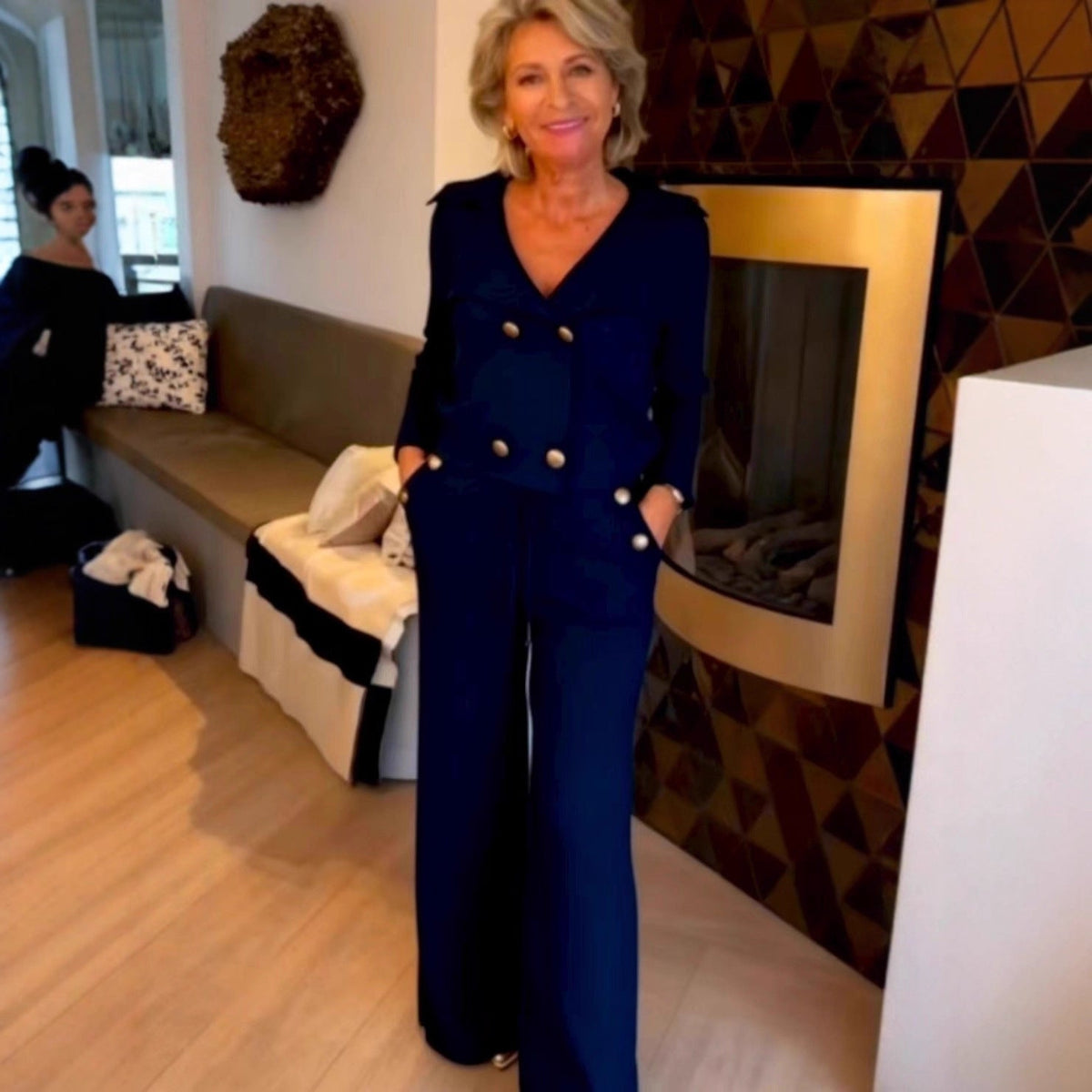 Women's Collar Button Solid Color Professional Suit