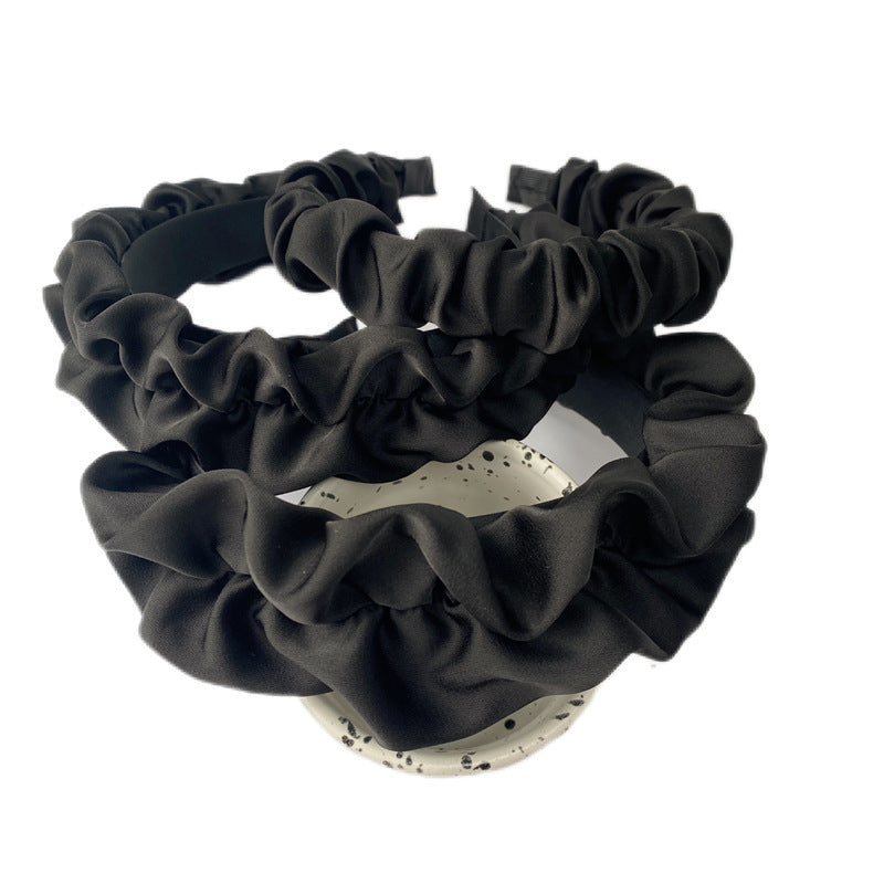 Black Large Intestine High-grade Satin Pleated Headband
