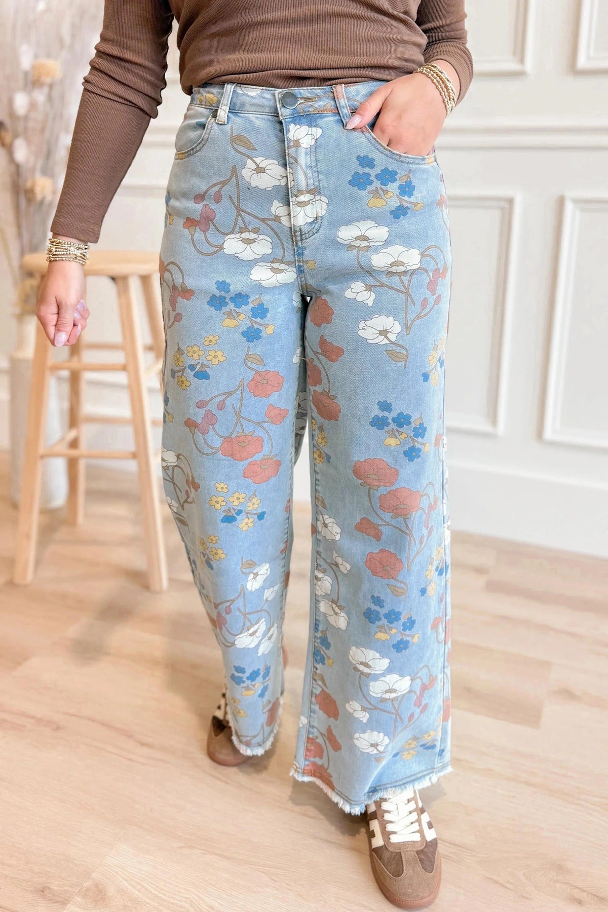 Women's Casual Loose-Fit Irregular Printed Denim Jeans