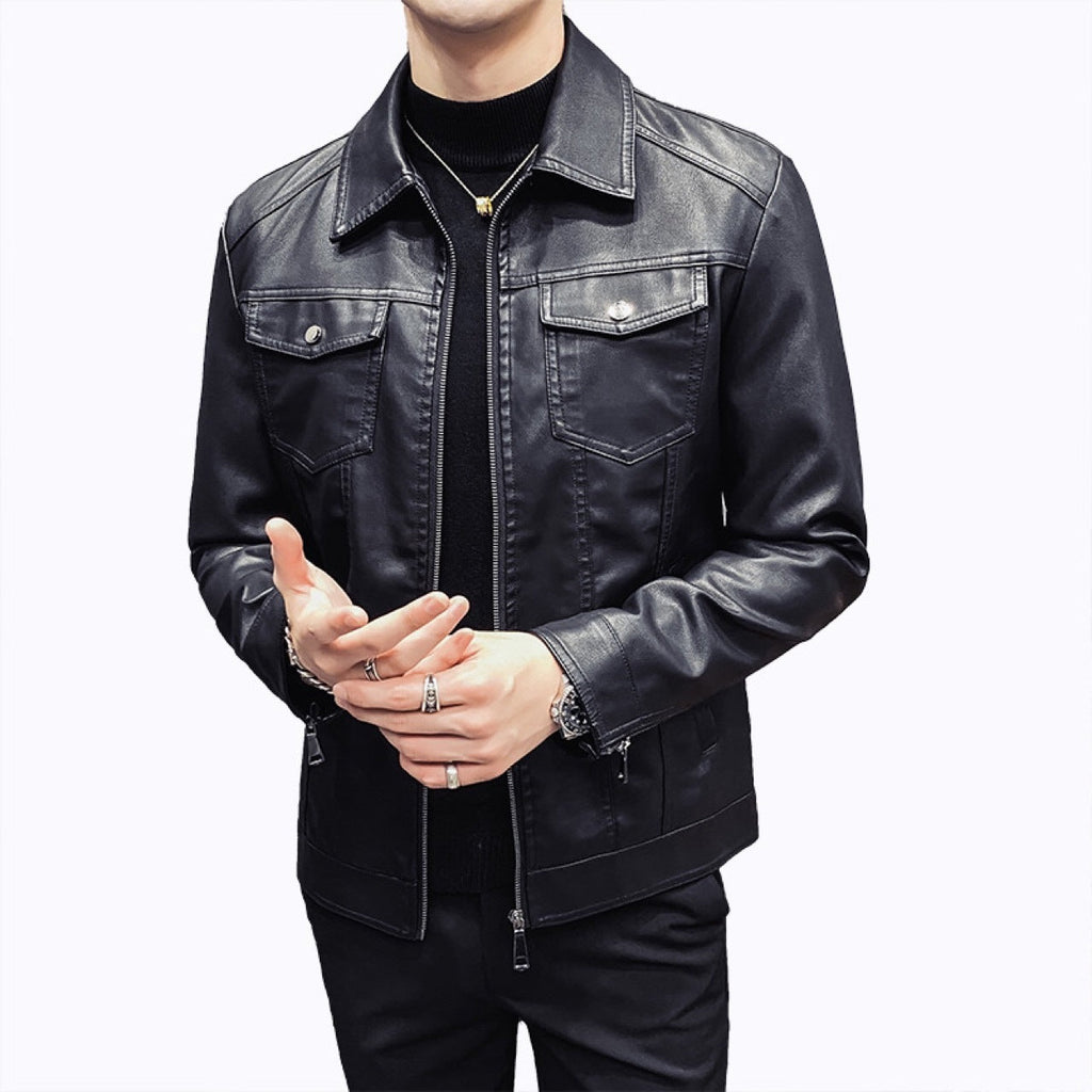 Men's Premium Quilted Leather Jacket - Fall Winter Casual Outerwear
