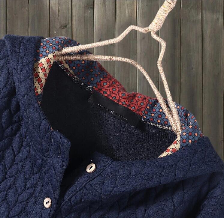Short Coat Ethnic Style Printed Long-sleeved Mid-length Women's Coat