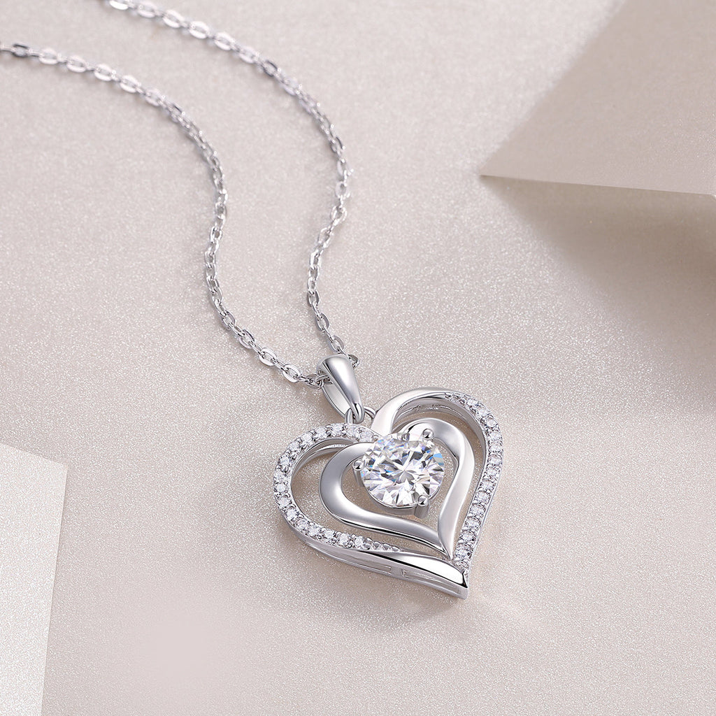 Telepathy - Top-quality Moissanite Fashionable Light Luxury Jewelry Pendant Necklace S925 Silver Plated Platinum.