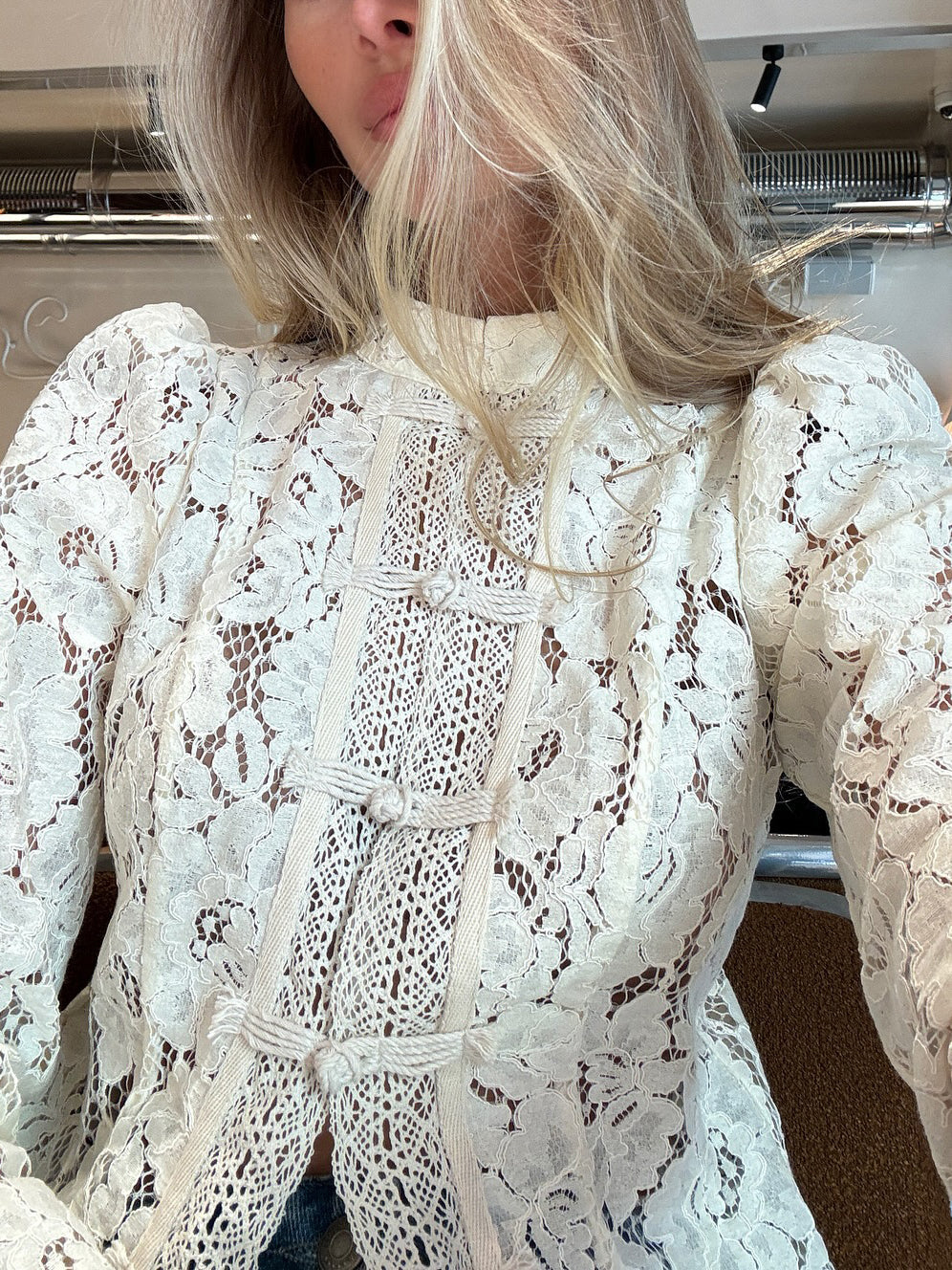 Lace Panel Long Sleeve Shirt
