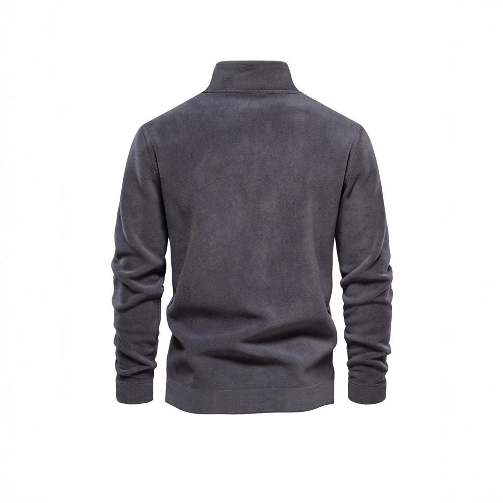 Men's Polar Fleece Top Pure Color Simple Casual Stand Collar Pullover Sweater