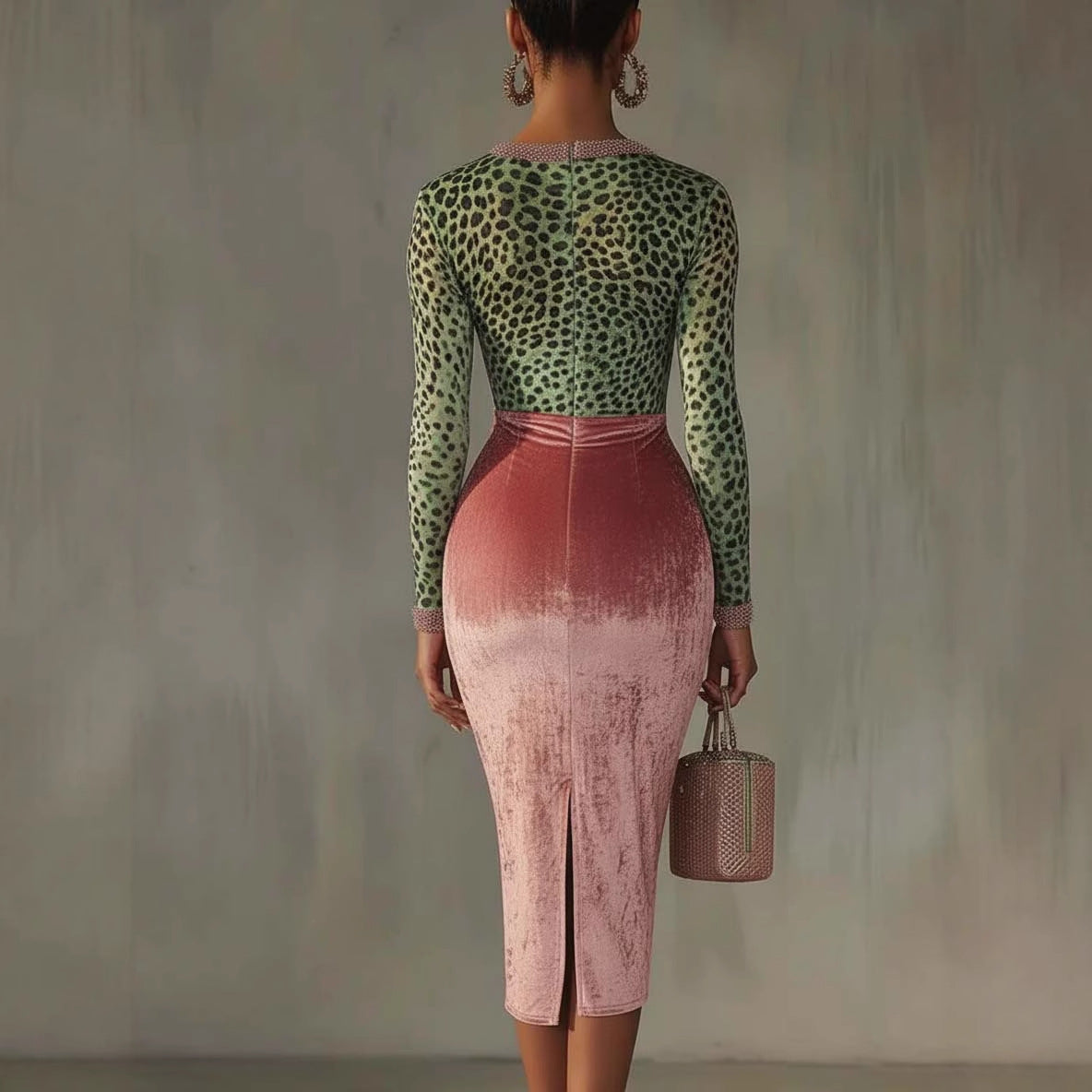 Shiny, Stretchy Velvet Bodycon High-waist Mermaid Skirt