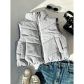 Double-sided Zipper Button Corduroy Drawstring Jacket