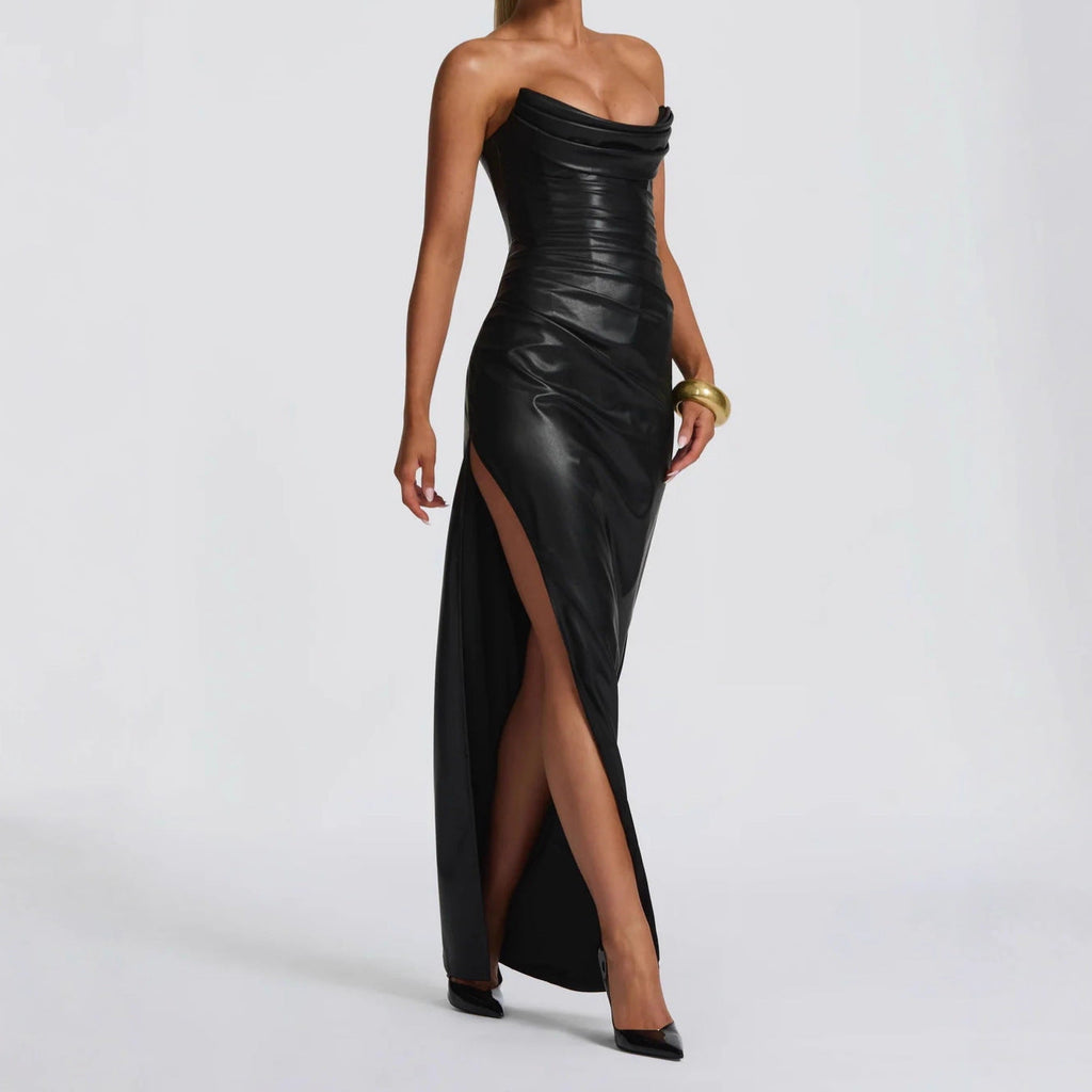 Women's Back-tie Tube Top Dress With Side Slit