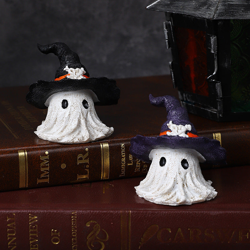 Resin Decoration Halloween Wizard Hat Ghost Ornaments
