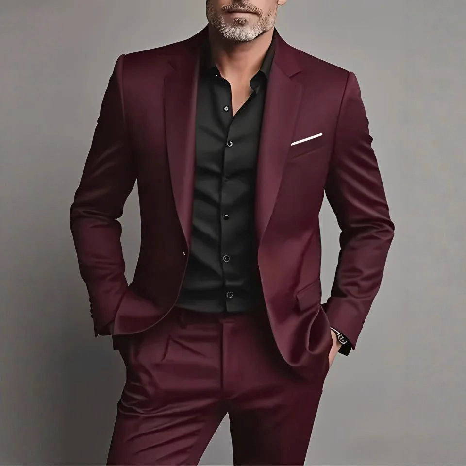 Men's Suit Set Slim Fit Casual Two-piece Suit