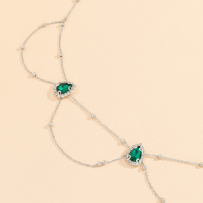 All-match Water Drop Gemstone Body Chain Women's Simple U-shaped Beads