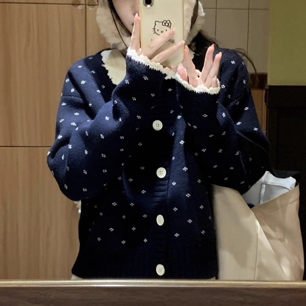 Retro Peter Pan Collar Niche Knitted Cardigan Coat