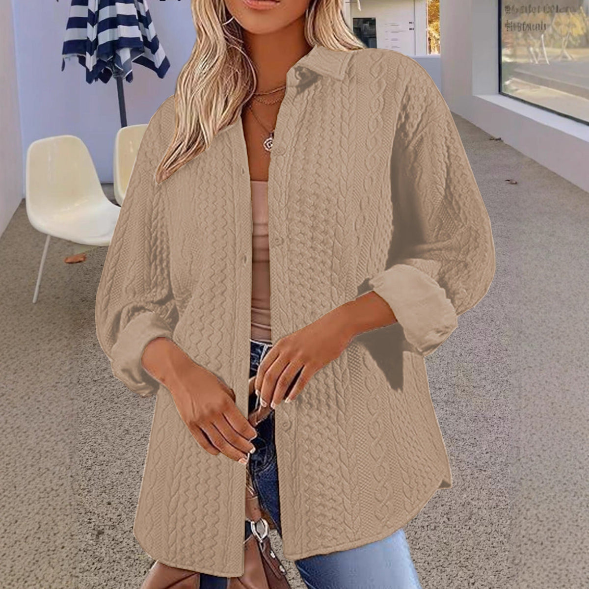 Women's Solid Color Long-sleeved Sweater