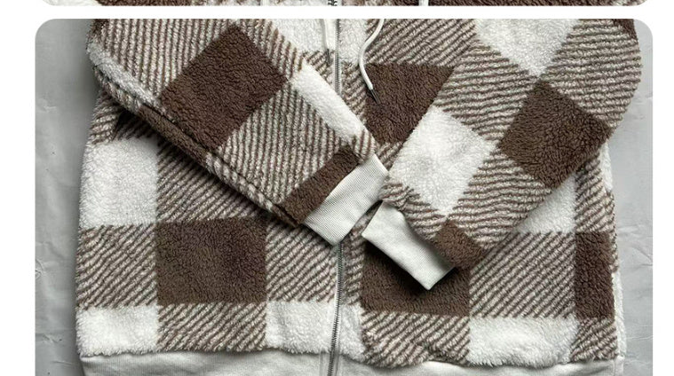 Sweater Hooded Plaid Plush All-matching