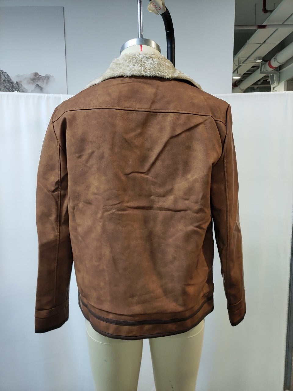 Autumn And Winter Men's Retro Brown Suede Casual Jacket