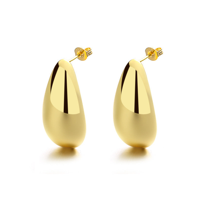 Luxury 16K Gold Plated Water Drop Earrings - Elegant Teardrop Studs for Women